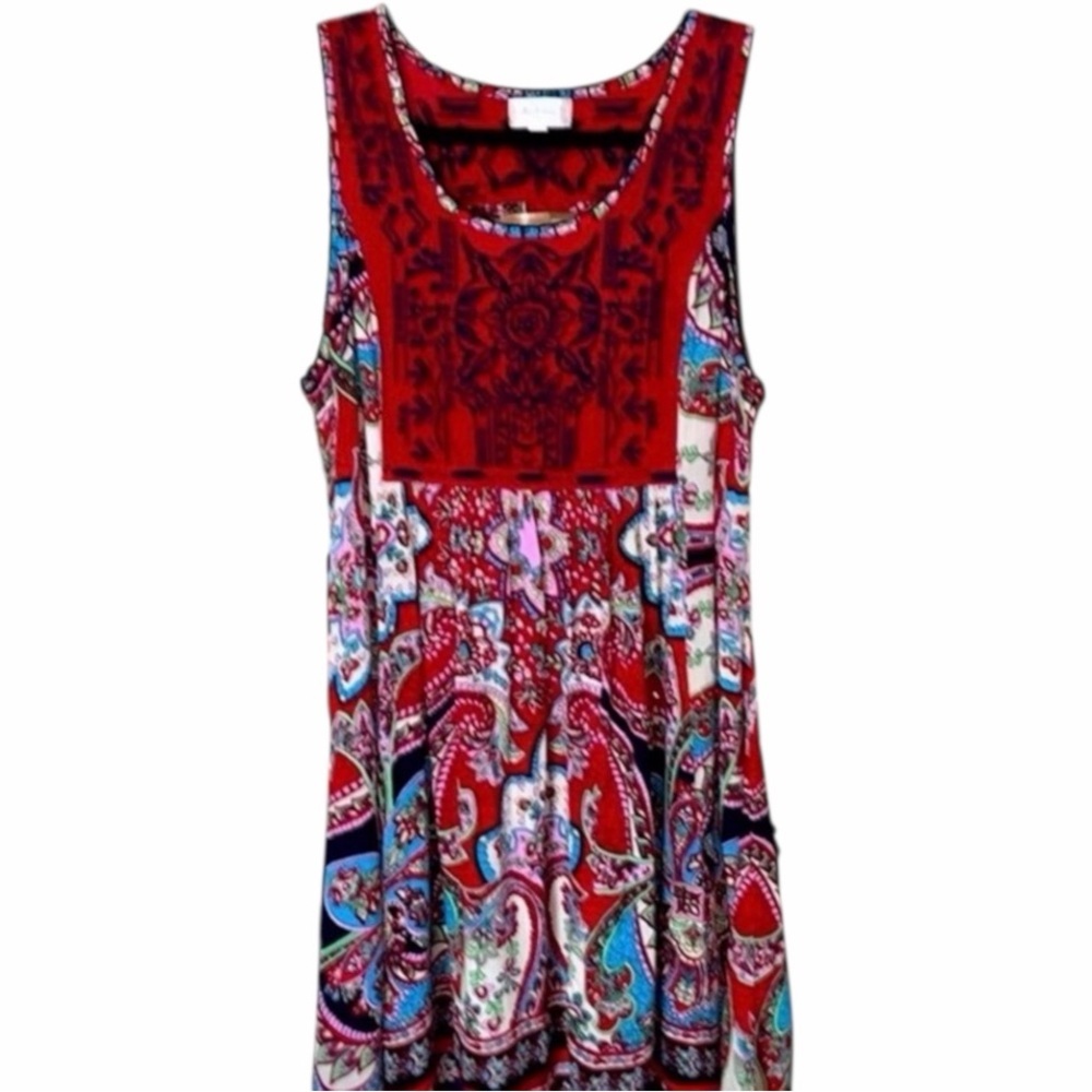 Altar'd State Red and Blue Paisley Dress